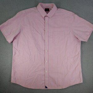 UNTUCKit Short Sleeve Button Down Briar Shirt Men's Size XL Striped Pink/Red